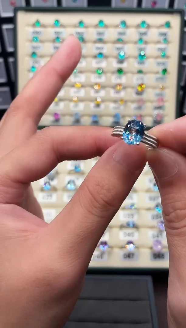 银S925镶嵌戒指海蓝宝石111