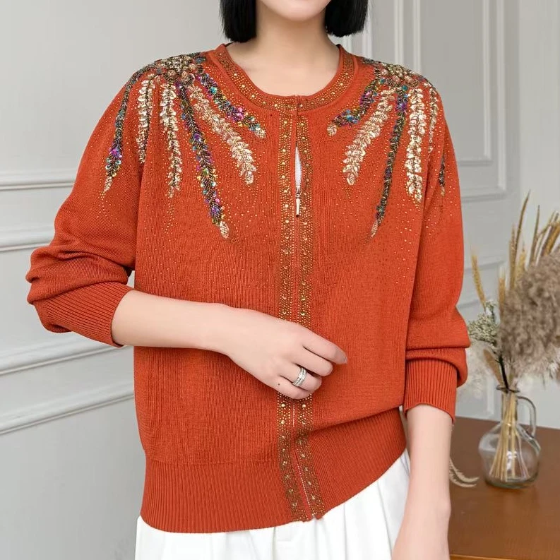 T677设计师款凤凰于飞冬季重工针织上衣外套