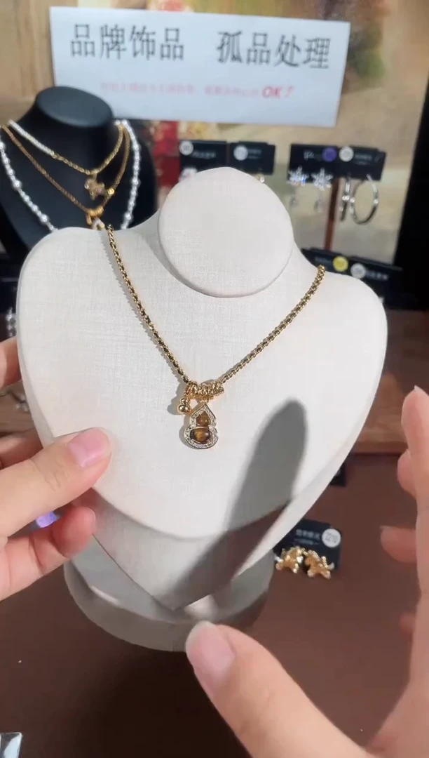 合金925银锆石项链7619