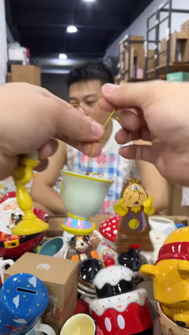 瓷片烛台挂件3件套
