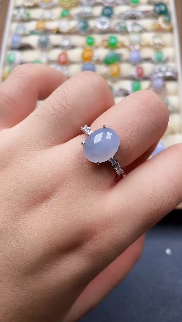 银S925镶嵌戒指翡翠j*y1