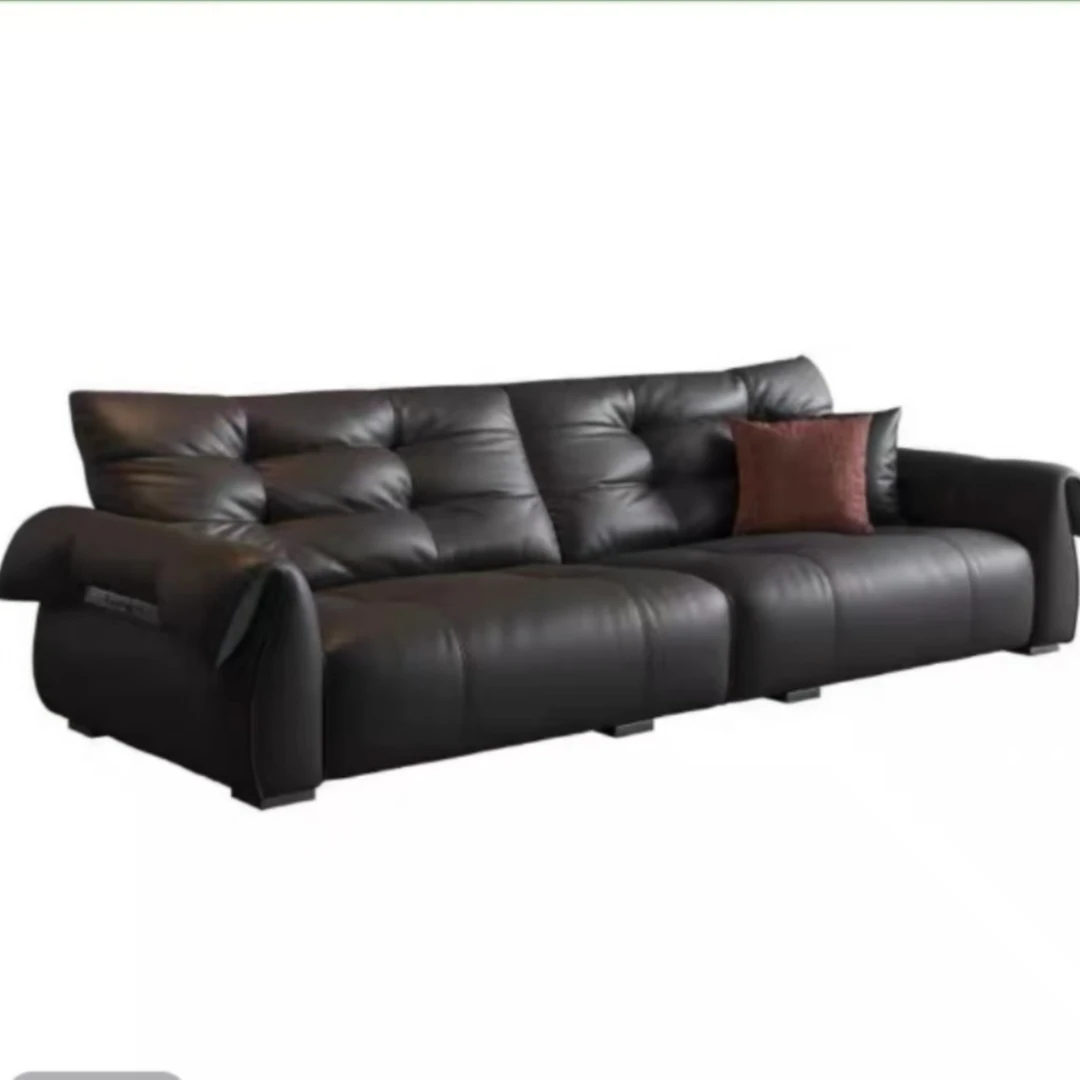 意式轻奢真皮沙发现代简约天鹅造型沙发大小户型客厅直排皮艺沙发