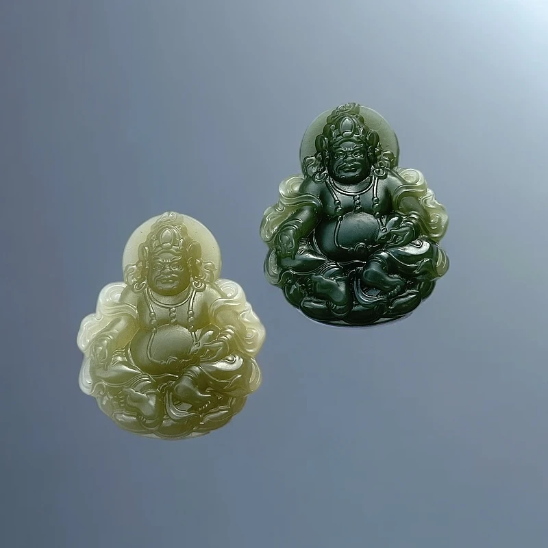 天然和田玉青黄财神吊坠 （多样性 拍一发一）1305