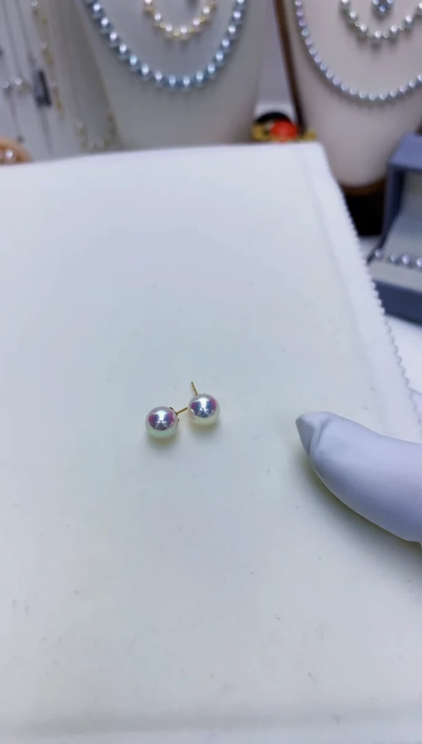 【闪购商品】海水珍珠商品18K金镶嵌8.5-9素钉定制