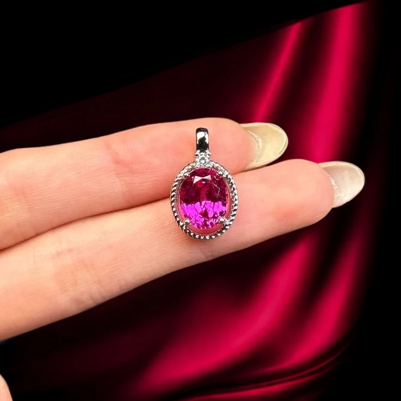 瑾萱高订名饰188-轻奢培育3A红宝石精切合金吊坠