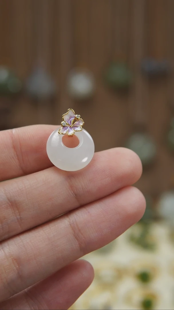 【闪购商品】和田玉银S925镶嵌吊坠和田玉平安环吊坠