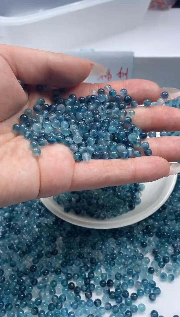 玛瑙/玉髓颈饰未镶嵌W837老蓝水飘花4mm*100颗