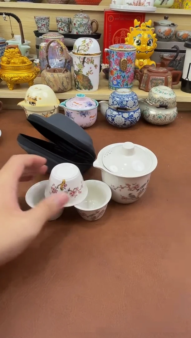 陶瓷茶具摆件旅行套组