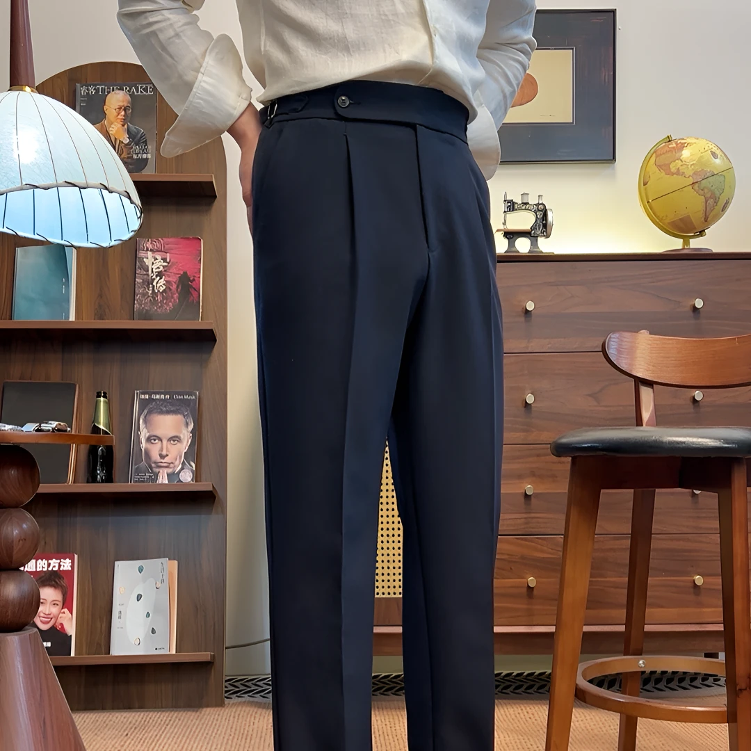 西格Xg 男士那不勒斯高腰西裤高克重休闲黑色西装裤时尚直筒8163