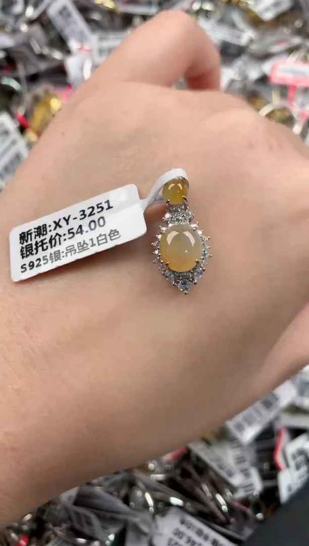 银S925镶嵌戒指翡翠151515---8
