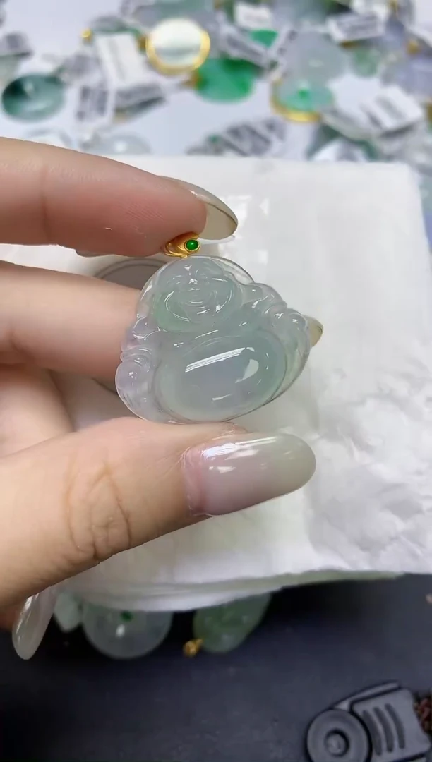 颈饰18K金镶嵌翡翠天然缅甸翡翠A货百元以上9元证书费自理