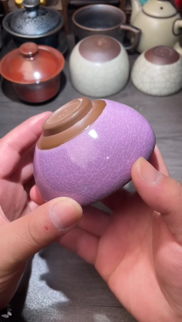 茶盏紫罗兰三绝茶杯