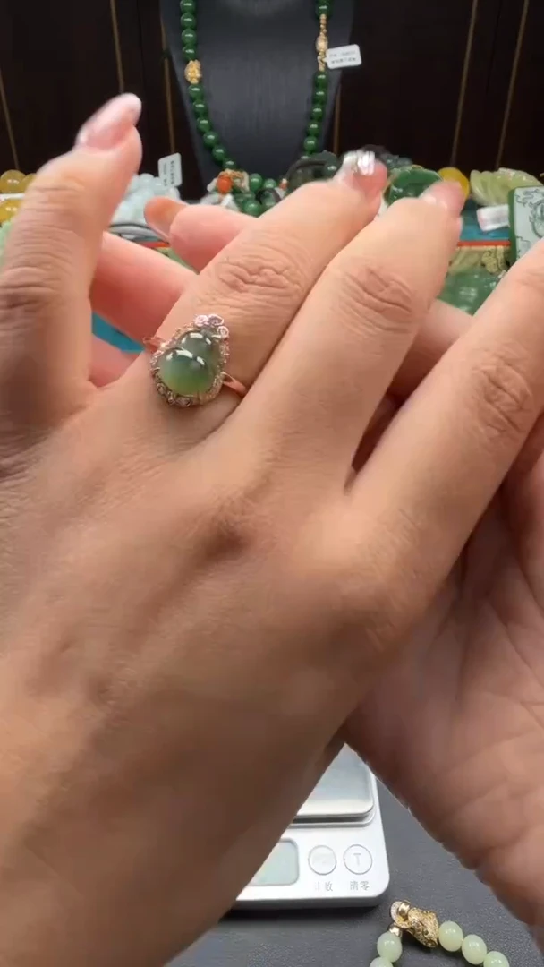 和田玉戒指银S925镶嵌戒指t046