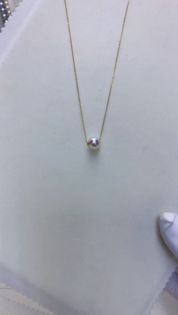 【闪购商品】海水珍珠饰品18K金镶嵌8-9路路通不含金链