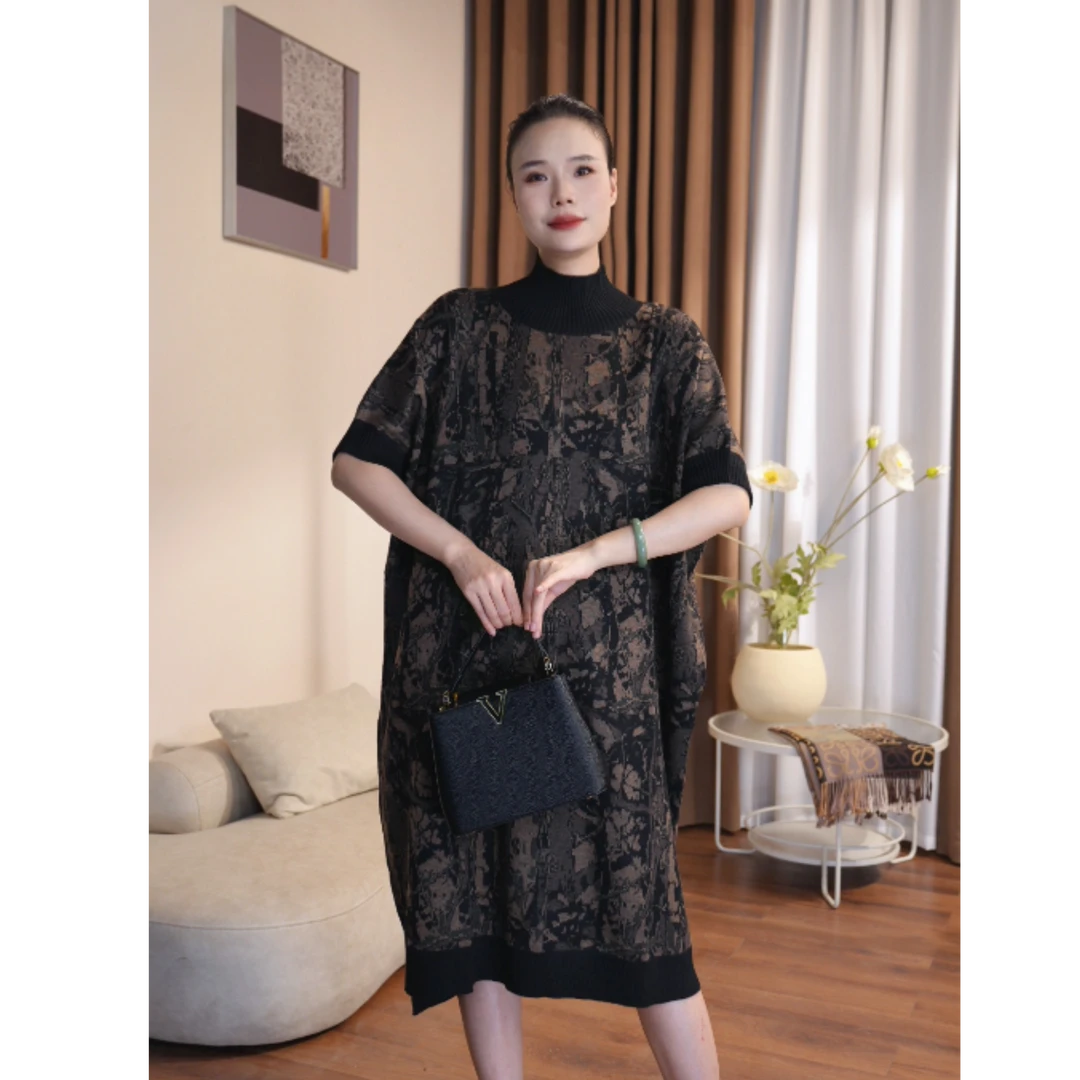 H24511 秋冬重磅显瘦气质小高领休闲连衣裙