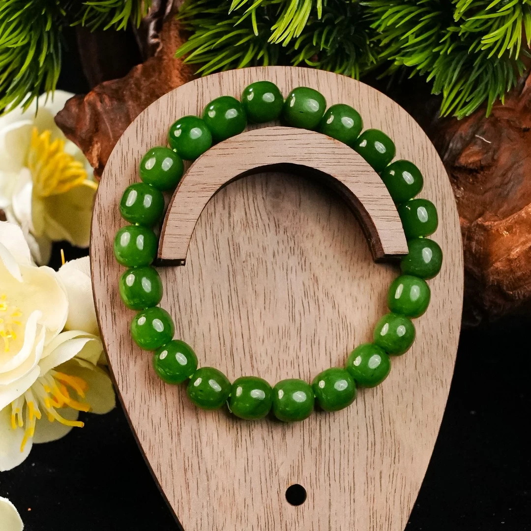 lot15  和田玉碧玉老型珠手串/qg51125-178073 保利山东拍卖