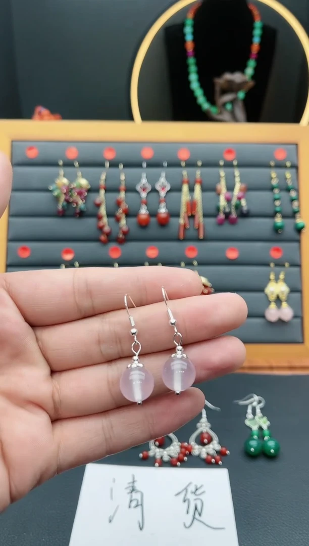 【闪购商品】玛瑙/玉髓耳钉银S925镶嵌119000