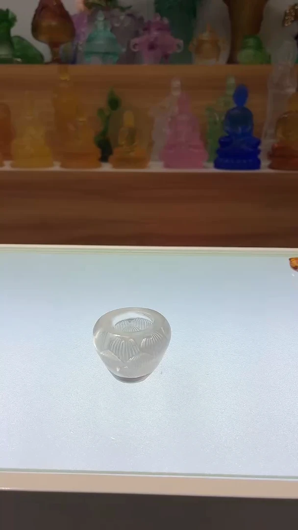 琉璃手工艺品白色莲花供水杯
