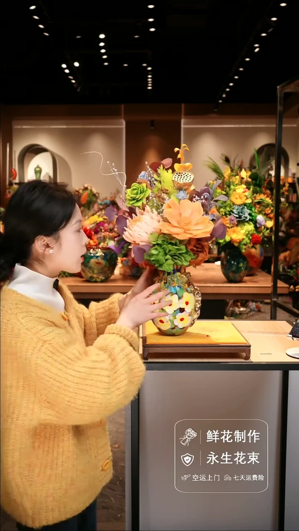 手工艺品琉璃手工花器花束空运包邮送货上门-以图片为准