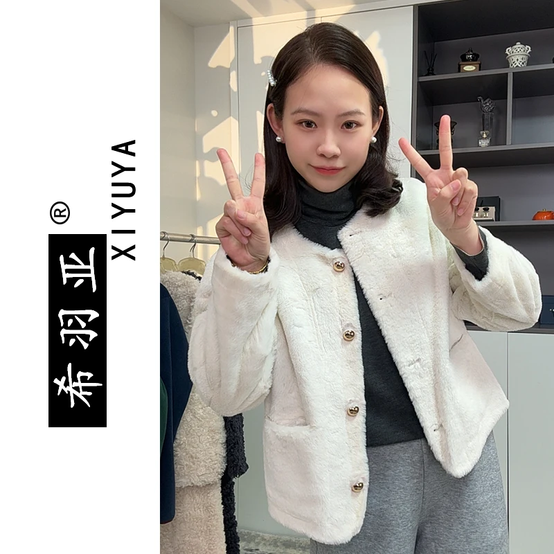 【希羽亚】秋冬新款短外套通勤风女常规袖短款大衣常规气质