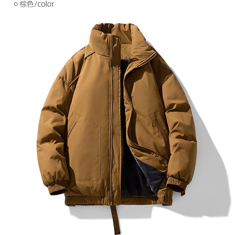 秋冬新款保暖蓬松面包服情侣棉衣加厚立领宽松纯色男百搭休闲棉服