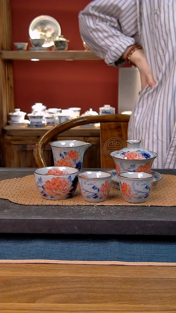 简装家用款5件套 老陶泥开片纹陶瓷茶具