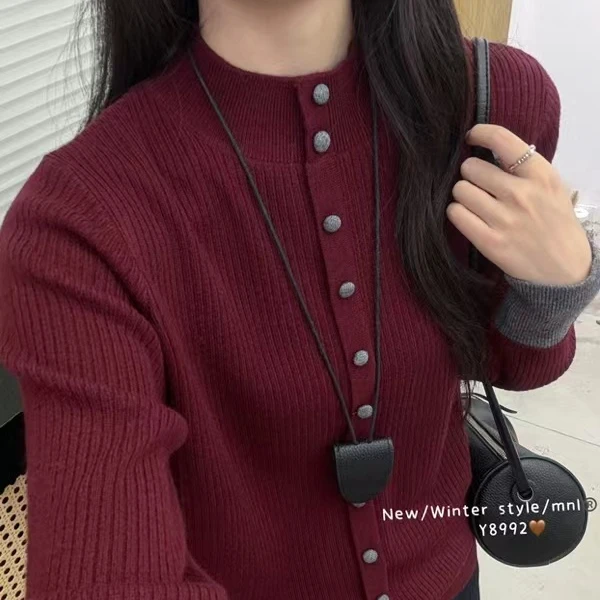 美红家   8992螺纹超细羊毛针织衫