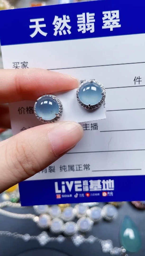 银S925镶嵌翡翠耳饰211