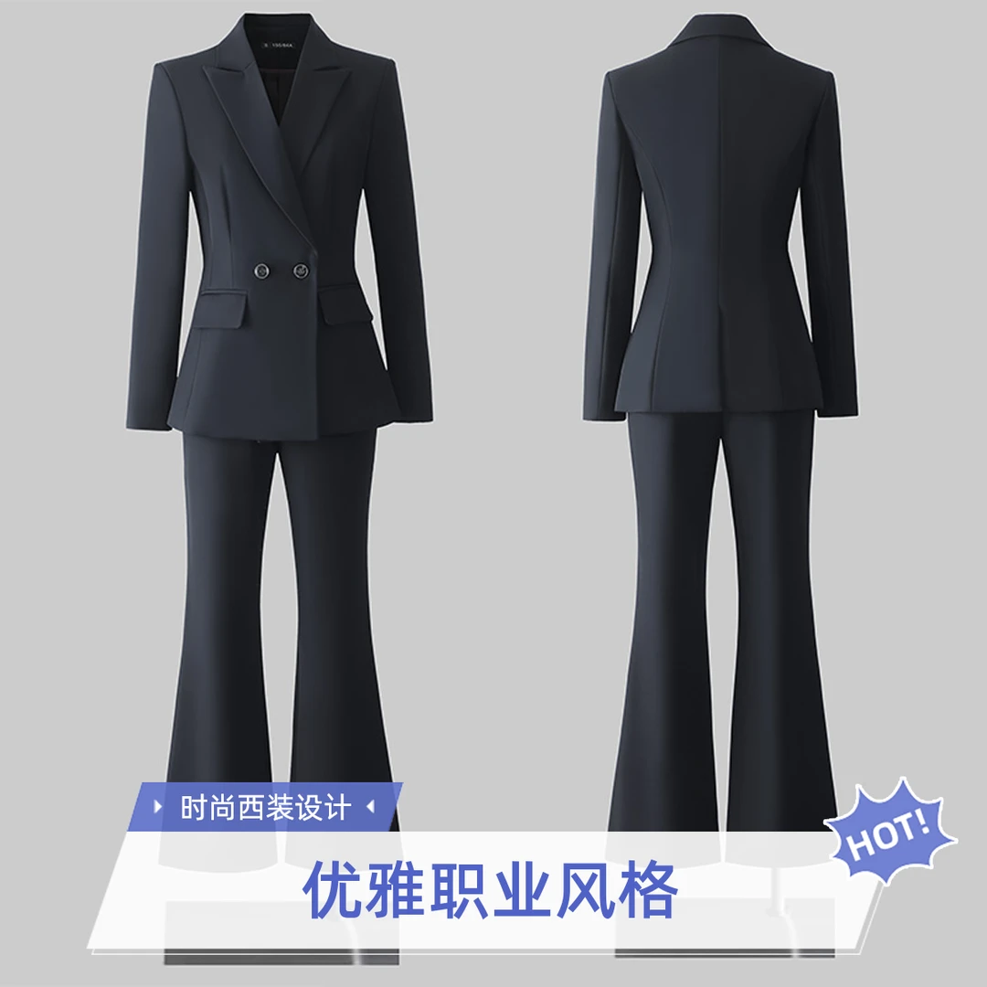 黑色西装套装女秋冬大学生公考面试正装气质职业装西服外套工作服