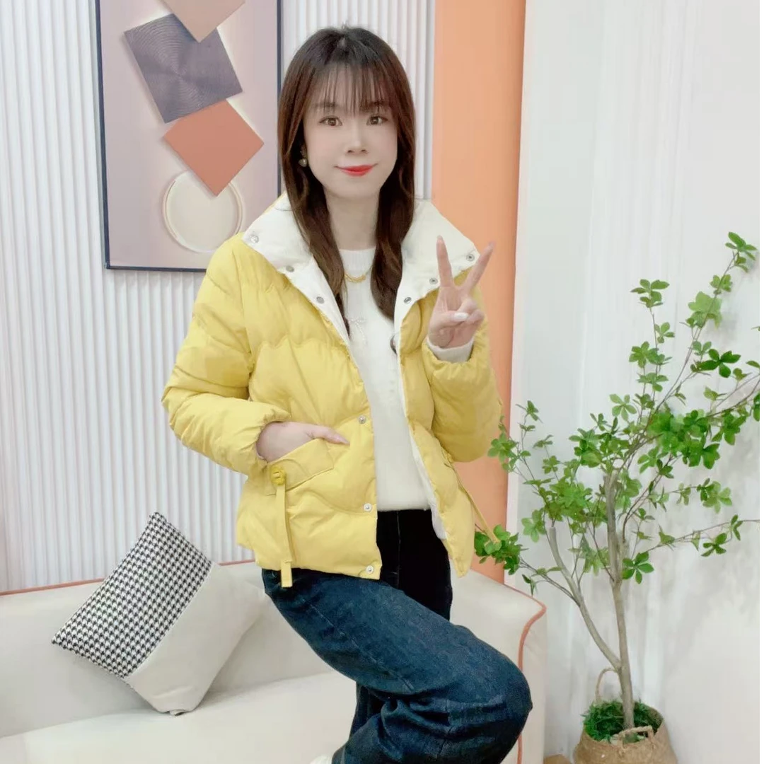 炬雅【暖阳】新款小花朵装饰时尚撞色洋气减龄百搭冬季保暖棉服外套