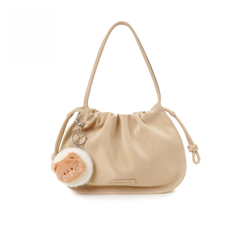 Mexican/稻草人2025秋季新款时尚简约抽绳百搭云朵福袋斜挎包