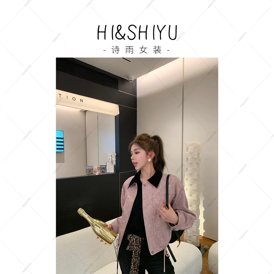 诗雨设计【心动缪斯】25年秋季新款巴恩风两色拼接领外套