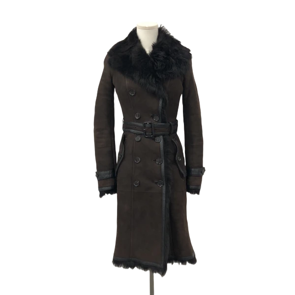 妃鱼/博柏利/羔羊毛皮/大衣/95新/凡2/3