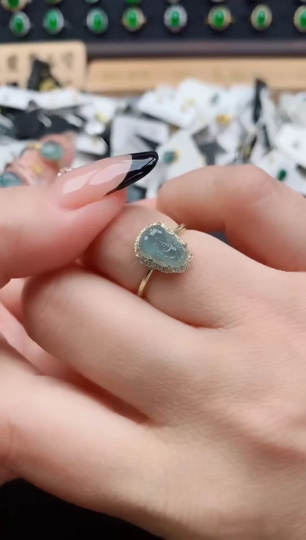 银S925镶嵌戒指翡翠1