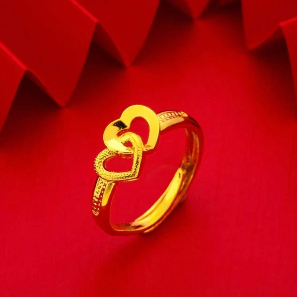 合金戒指 2024网红新款双心戒指经典时尚气质百搭轻奢潮流精美