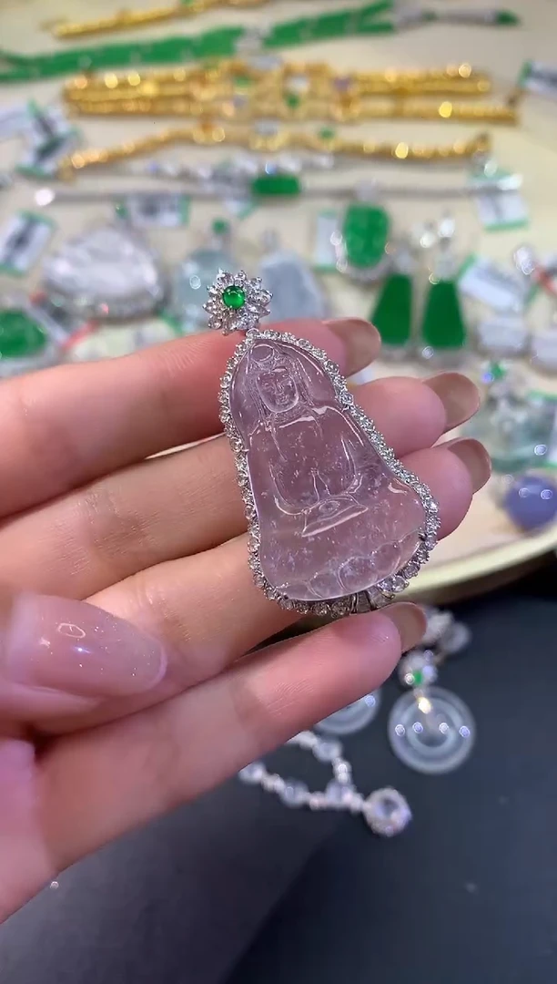 翡翠18K金镶嵌吊坠(不含链)吊坠（不含链）|29800+0