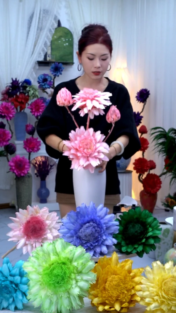 永生洋蓟浅粉4头【吸色不均】9820