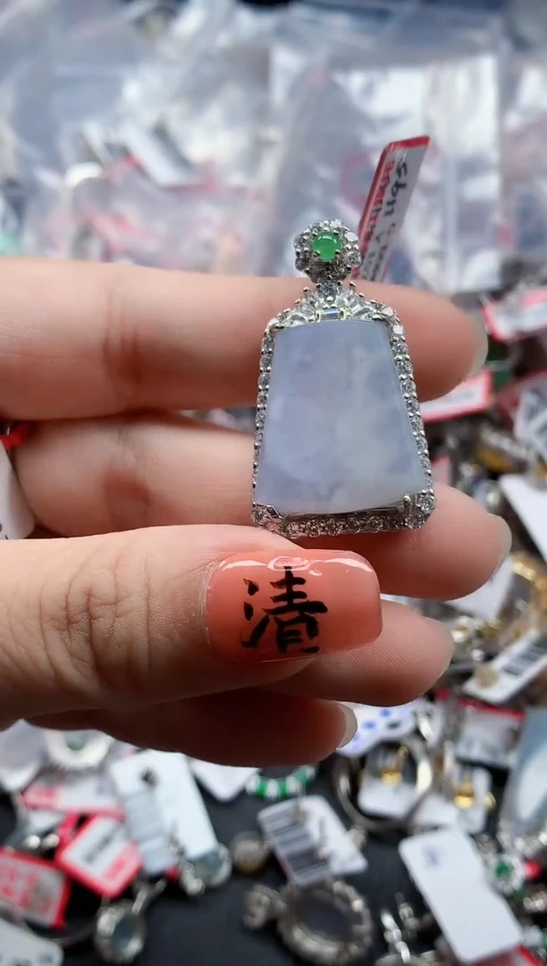 银S925镶嵌戒指翡翠天然A货缅甸翡翠
