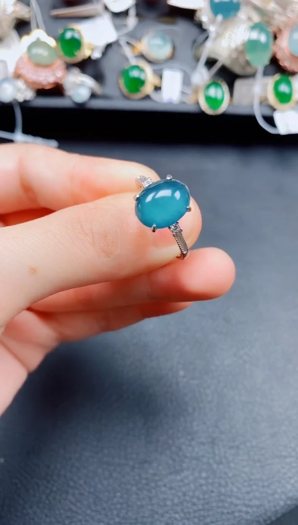 翡翠戒指银S925镶嵌翡翠