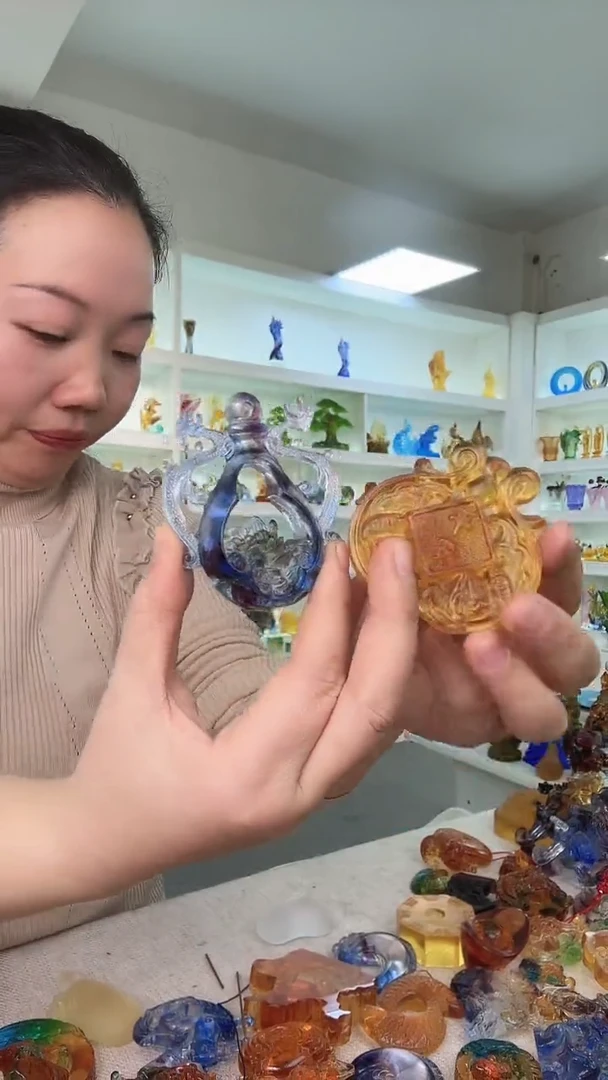 手工艺品琉璃龙莲花+平安