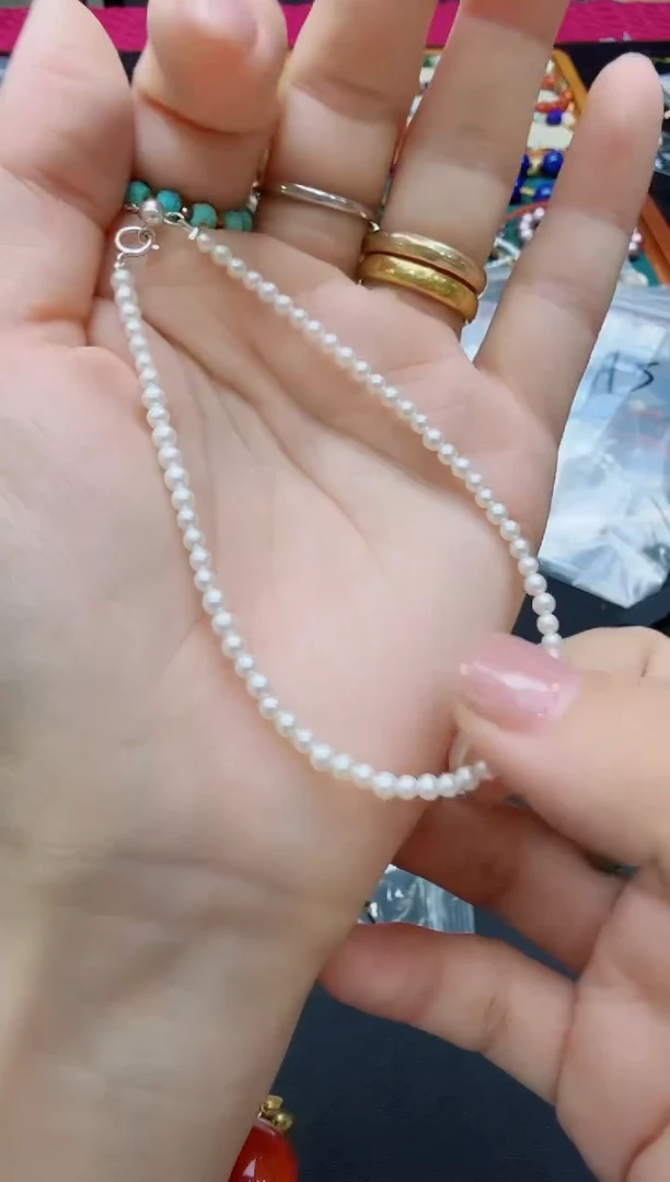 淡水珍珠银S925镶嵌颈饰AA15-