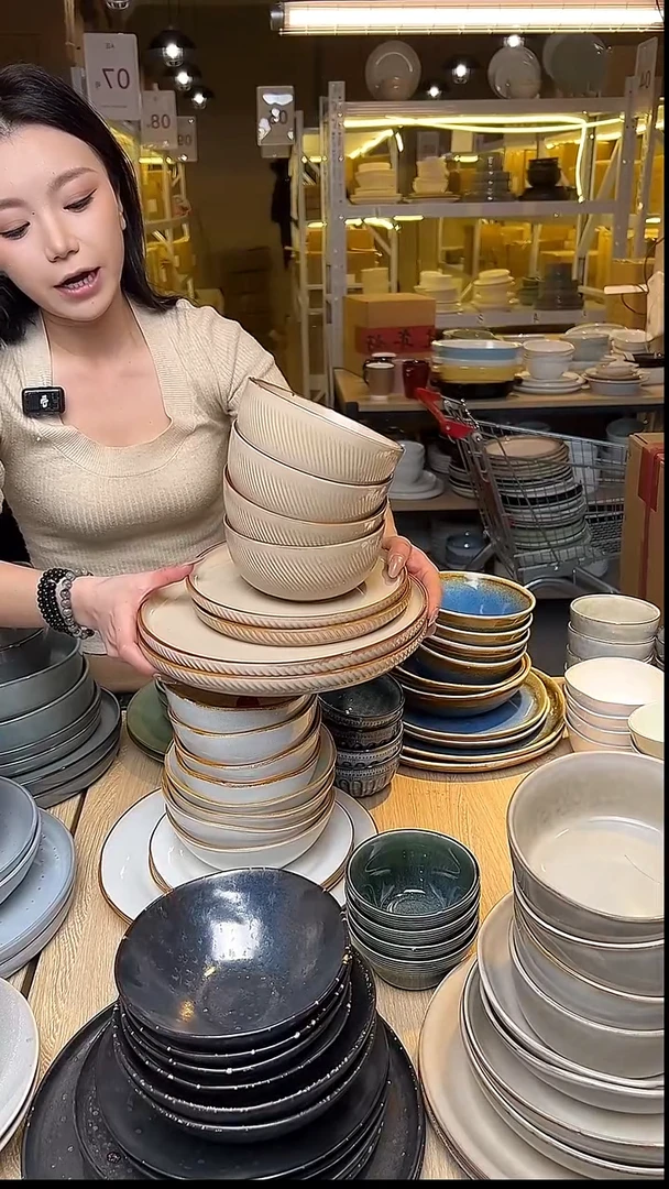 瓷17外贸尾货窑变釉下彩默外微瑕（八件套）