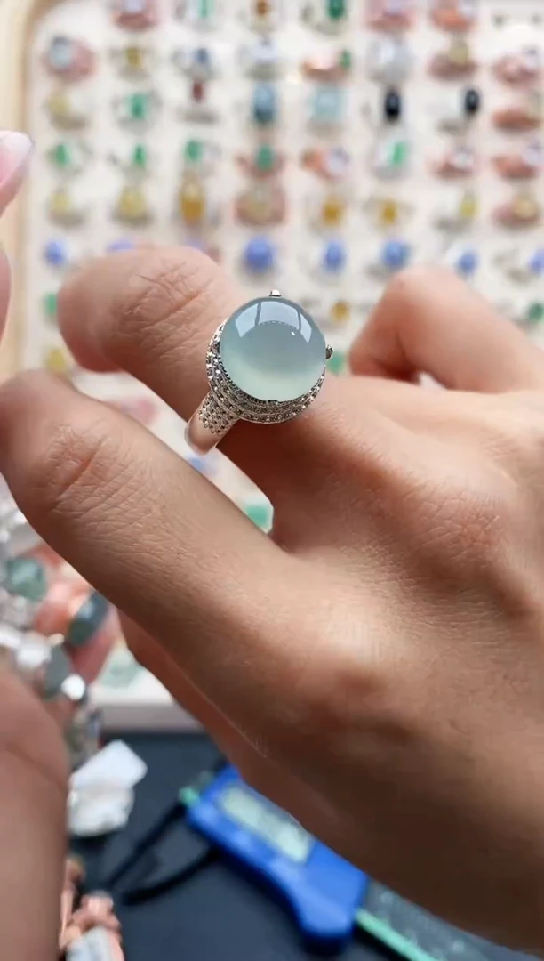 【闪购商品】翡翠戒指未镶嵌缅甸天然A货翡翠555  8+3