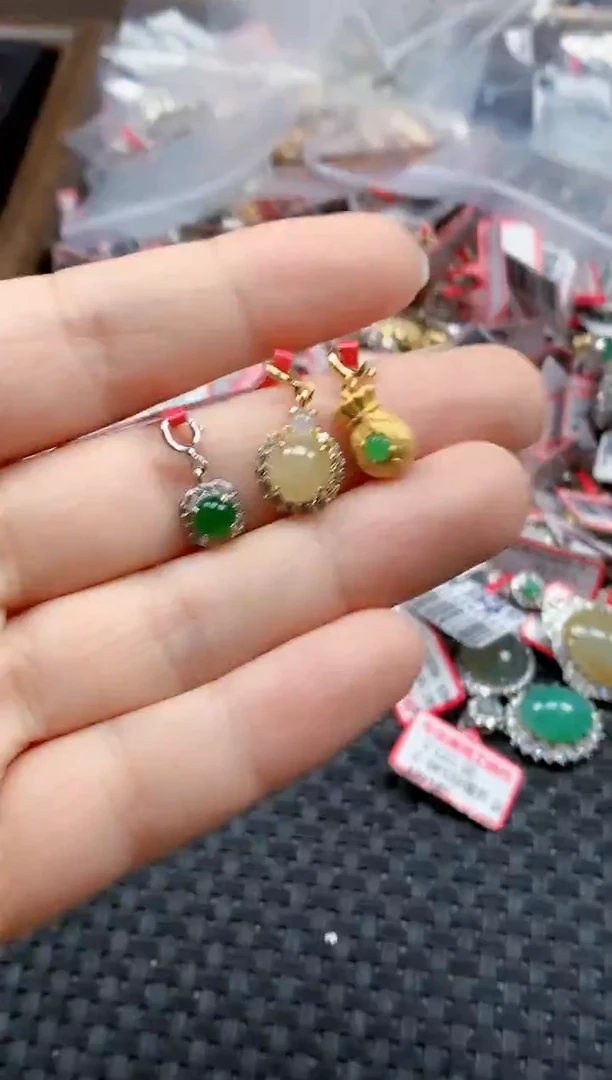 银S925镶嵌戒指翡翠天然A货缅甸翡翠