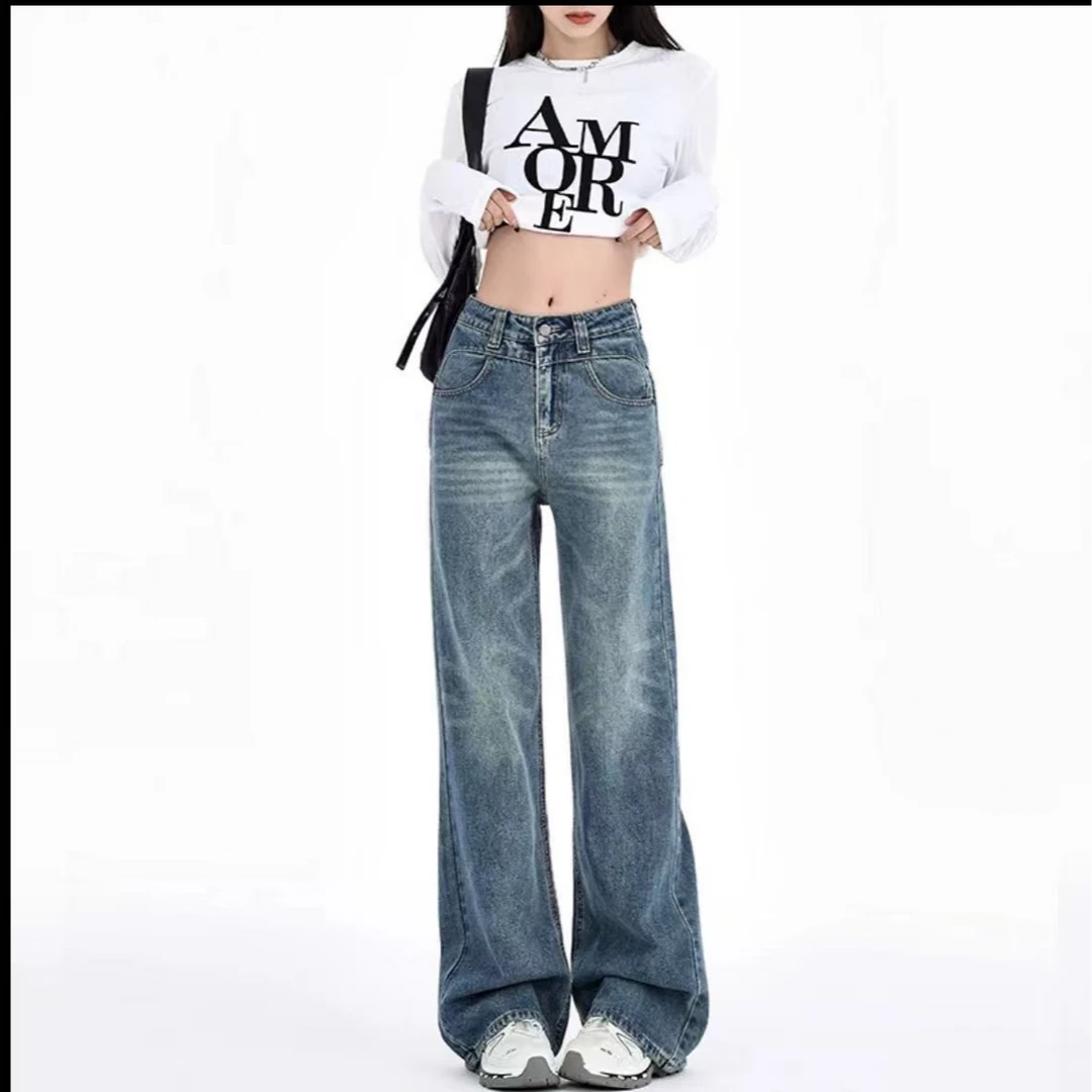 8156-152款复古兰直筒牛仔裤