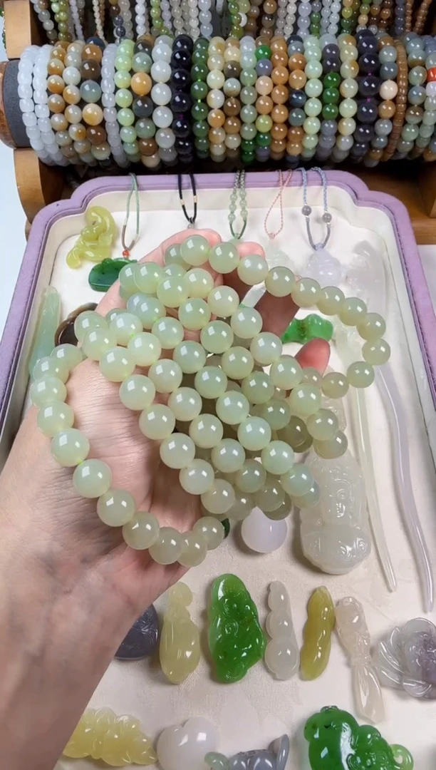颈饰未镶嵌和田玉10mm手串多样性发其一