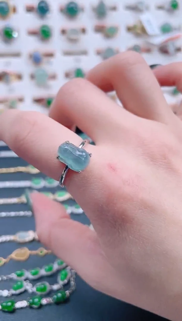银S925镶嵌戒指翡翠天然翡翠