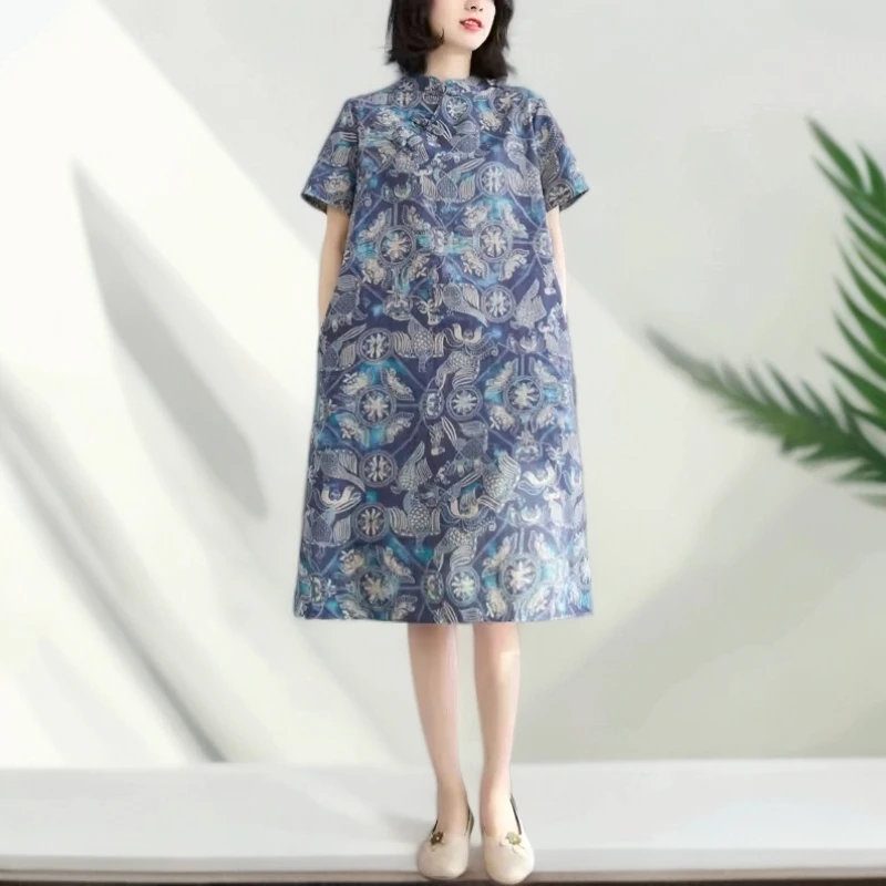 醉华夏季复古淑女气质改良旗袍休闲旅游度假民族风大码连衣裙裙子