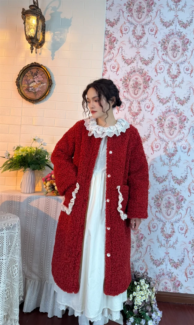 《米粒》63479秋冬新品双面穿设计麂皮毛一体加厚保暖毛毛外套女