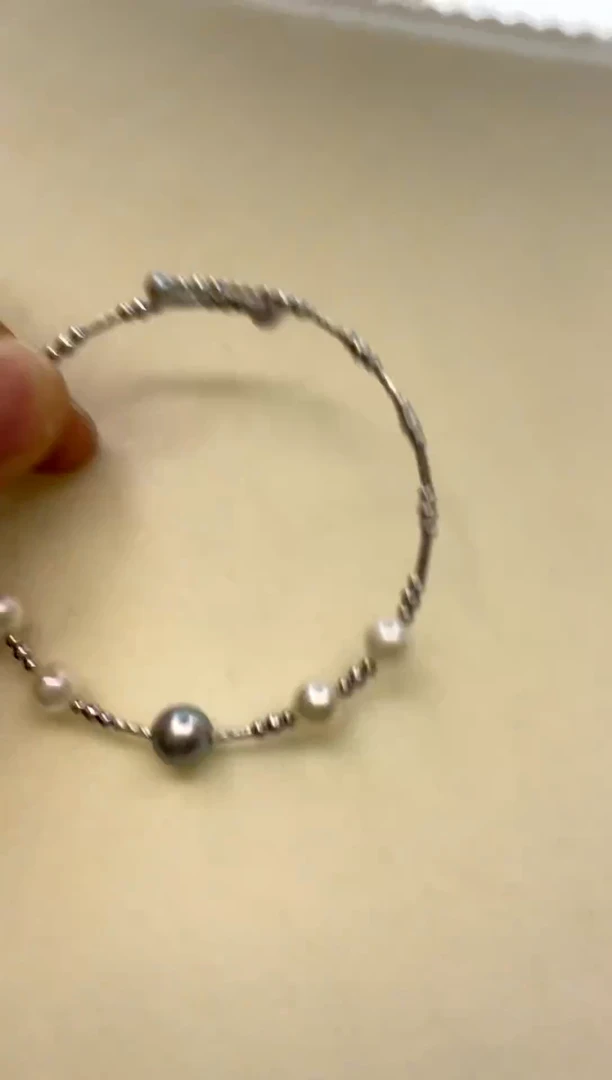 银S925镶嵌手镯海水珍珠